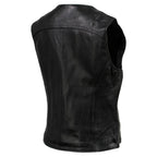 Milwaukee Leather USA MADE MLVSL5003 Women's Black Speed Queen Motorcycle Leather Vest with Front Zipper