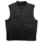 Hot Leathers VSM1037 Men's Black 'Zipper Pockets' Concealed and Carry Leather Vest