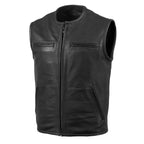 Milwaukee Leather USA MADE MLVSM5001 Men's Black Steerhide Premium Leather Motorcycle Club Style Vest