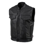 Milwaukee Leather USA MADE MLVSM5004 Men's Black Chaos Premium Dual Closure Motorcycle Leather Vest