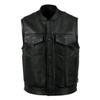 Milwaukee Leather USA MADE MLVSM5004 Men's Black Chaos Premium Dual Closure Motorcycle Leather Vest