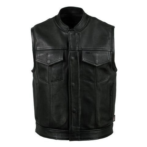 Milwaukee Leather USA MADE MLVSM5004 Men's Black 'Chaos' Premium Dual Closure Motorcycle Leather Vest