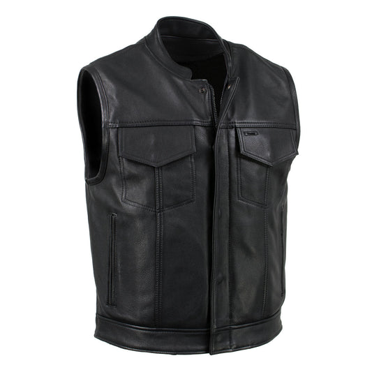 Milwaukee Leather USA MADE MLVSM5004 Men's Black Chaos Premium Dual Closure Motorcycle Leather Vest