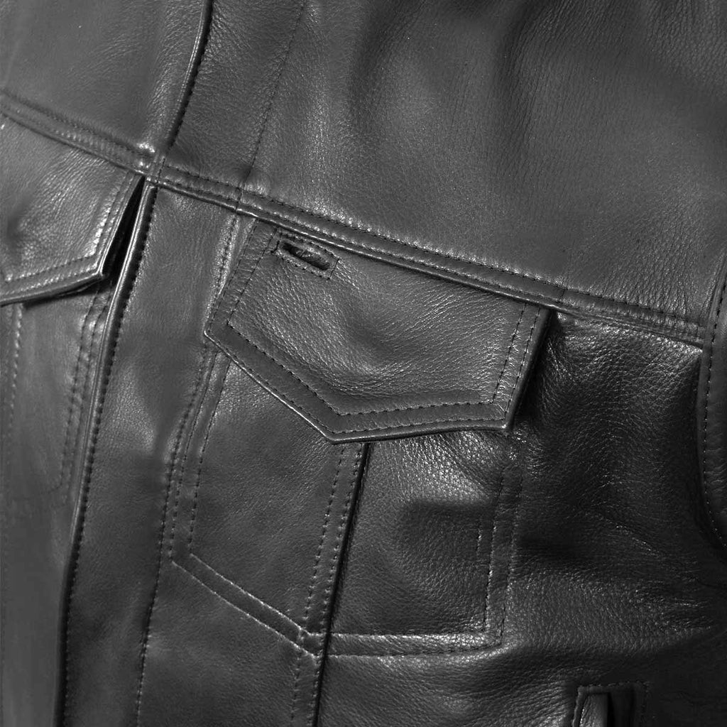 Milwaukee Leather USA MADE MLVSM5004 Men's Black Chaos Premium Dual Closure Motorcycle Leather Vest