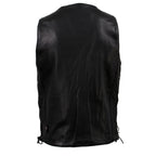 Milwaukee Leather USA MADE MLVSM5005 Men's Black Road Whip Premium Motorcycle Leather Vest with Buffalo Snap Buttons