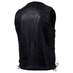 Milwaukee Leather USA MADE MLVSM5005 Men's Black Road Whip Premium Motorcycle Leather Vest with Buffalo Snap Buttons