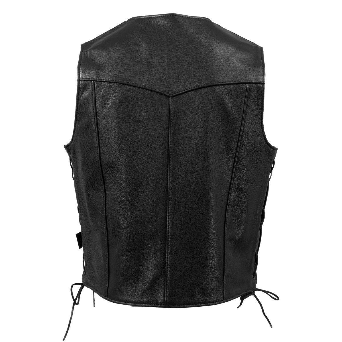 Milwaukee Leather USA MADE MLVSM5008 Men's Black Buster Side Lace Premium Motorcycle Leather Vest