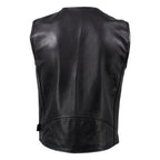Milwaukee Leather USA MADE MLVSM5009 Men's Black Slinger V-Neck Motorcycle Premium Leather Zippered Vest