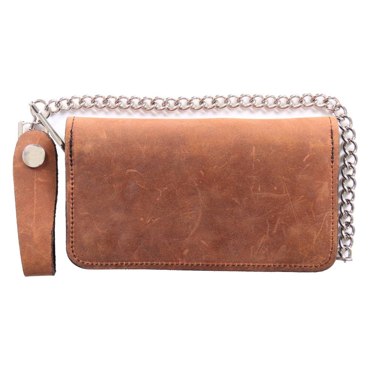 Hot Leathers WLC2012 7" Bi-Fold Brown Leather Wallet with Chain - GRP