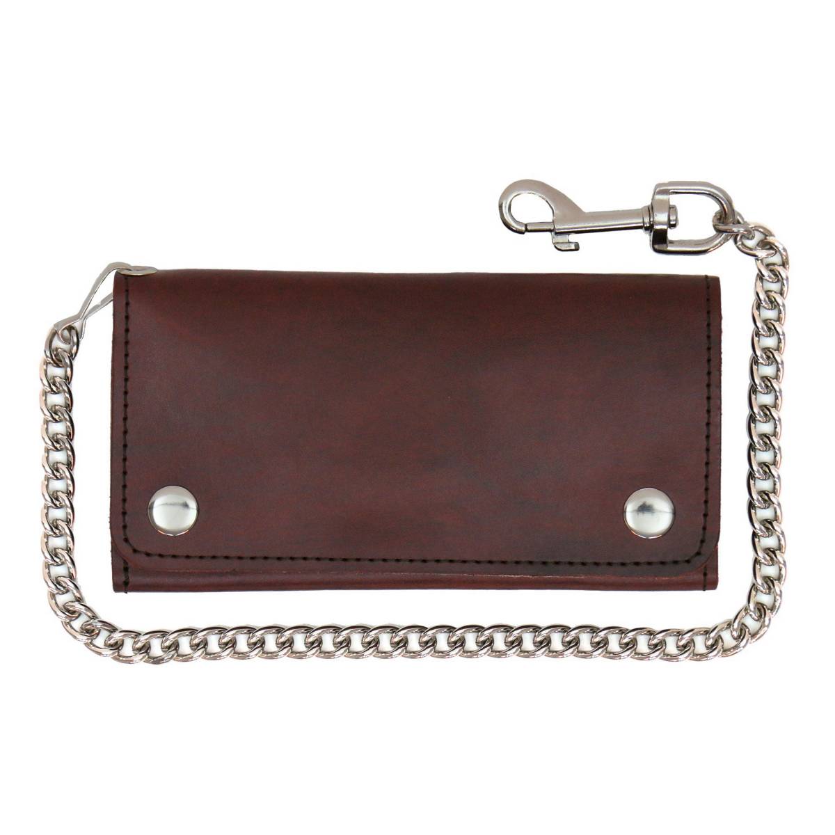 Hot Leathers WLC2018 7" Men's Crazy Horse Brown Leather Tri-Fold Biker Wallet w/ 13 Card Slots and Swivel Trigger Clip - GRP