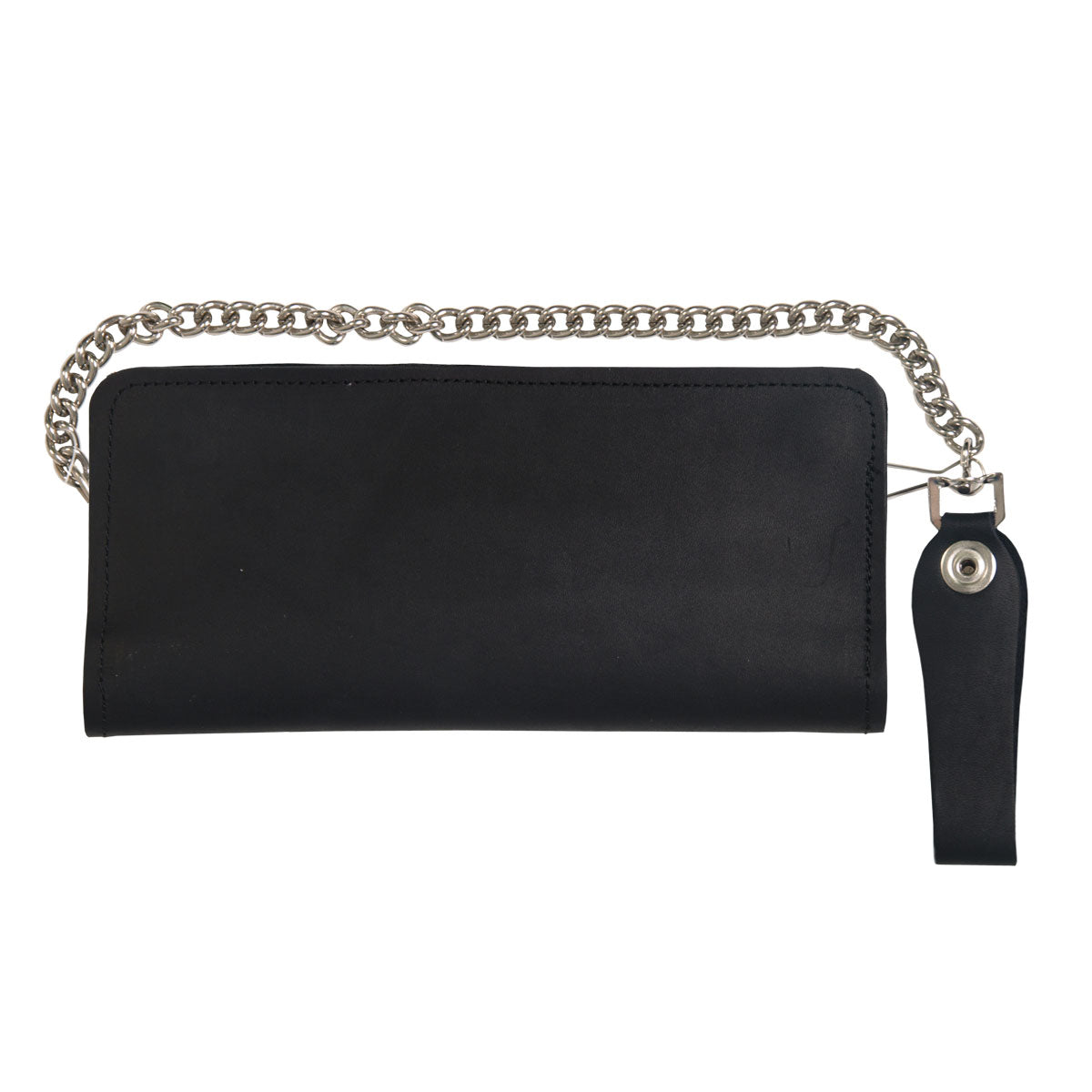 Hot Leathers WLC2201 8" Double Fold 4 Pocket Bi-Fold Leather Wallet with Chain - GRP