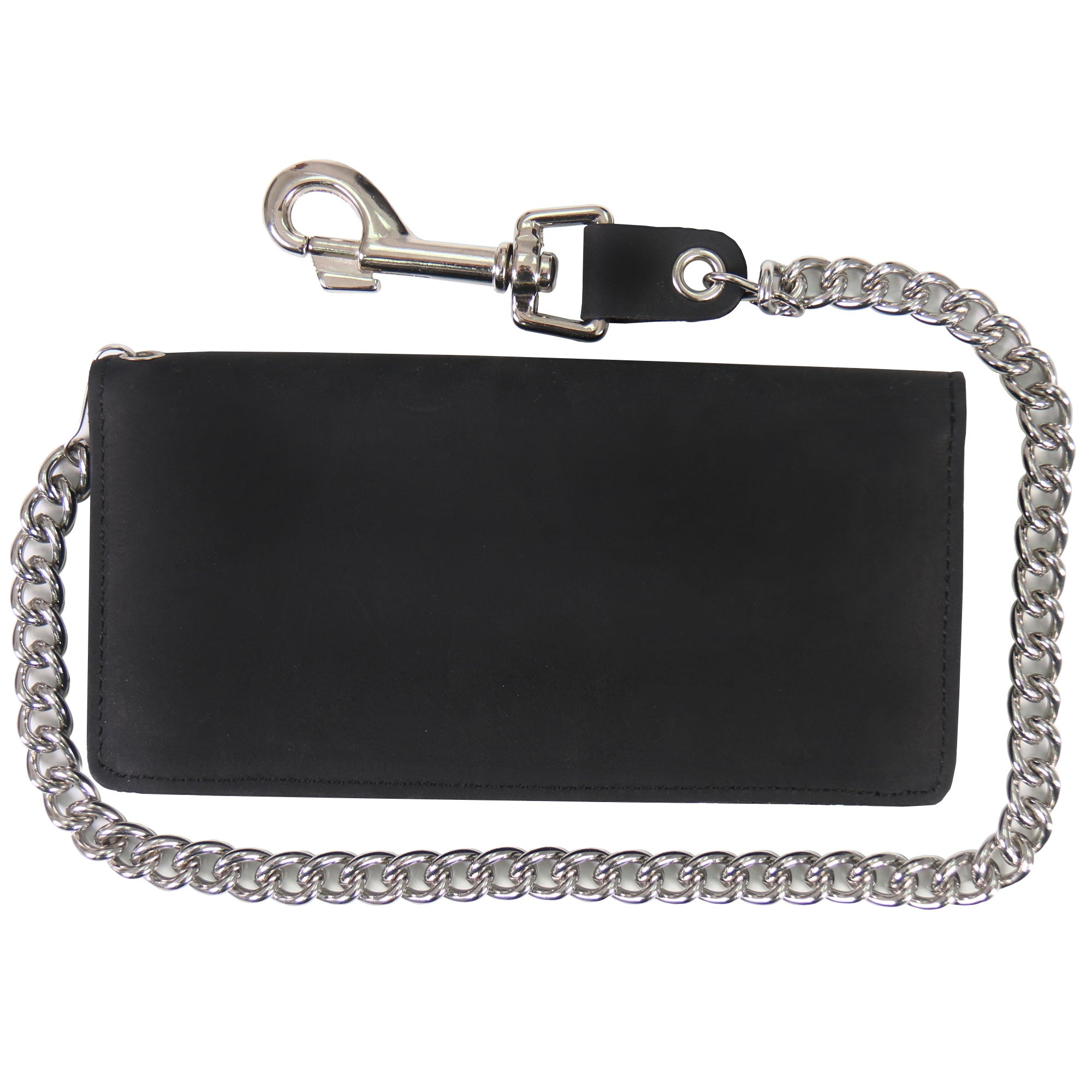 Hot Leathers WLC3103 7 Inch Black Premium Leather Bi-Fold Wallet with Credit Card Slots and Chain - GRP