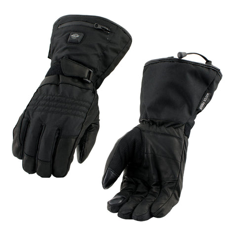 Milwaukee Leather MG17501SET Men’s Heated Gloves for Winter Black Leather/Textile Motorcycle Glove w/Battery and Harness Wire