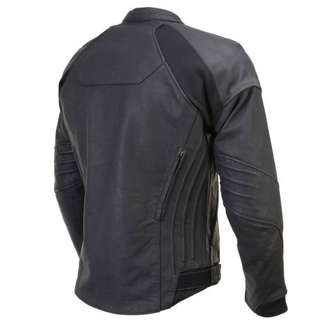 Xelement XS11012 Men's 'Endo' Flat Matte Black Premium Leather Protective Motorcycle Racing Style Biker Jacket w/ CE Armor