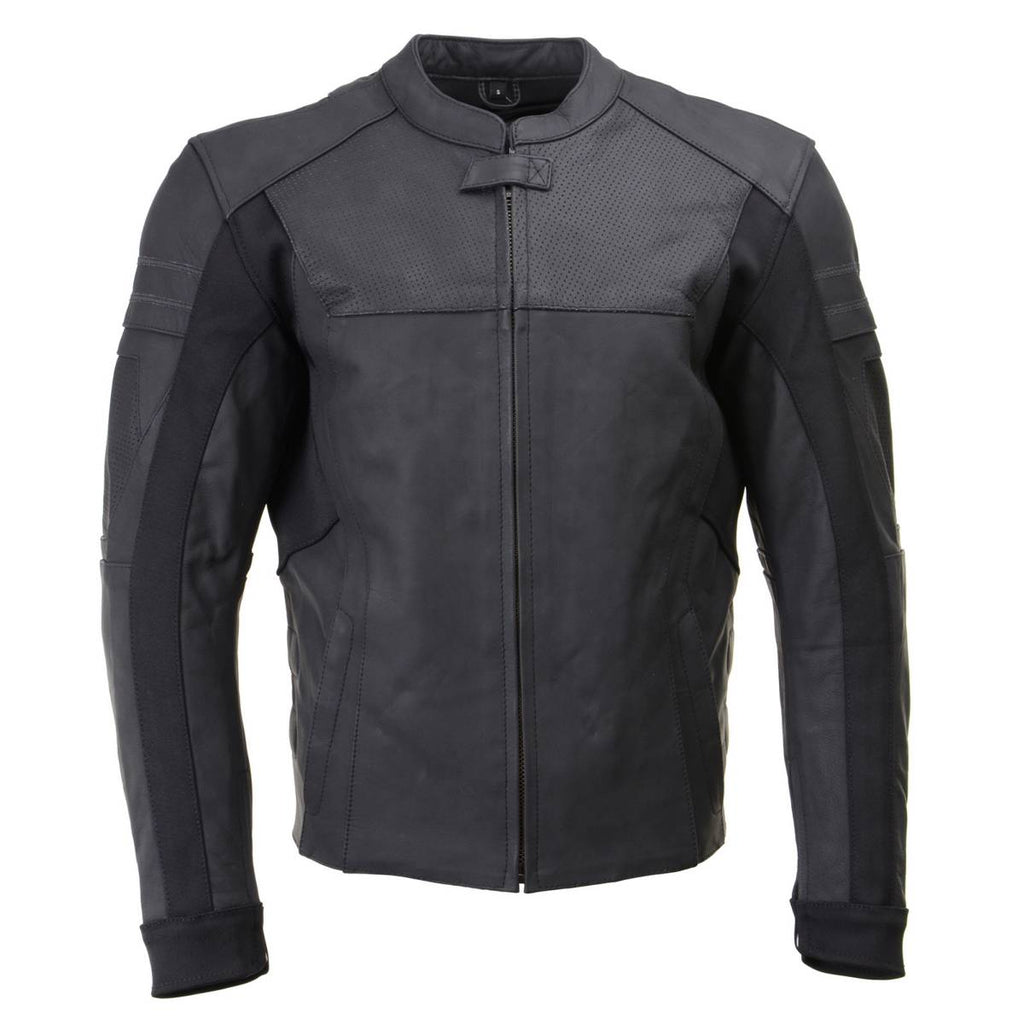 Milwaukee Leather LKM17014 Men's Matte Black Premium Leather Protective Motorcycle Racing Style Biker Jacket w/ CE Armor