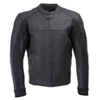 Milwaukee Leather LKM17014 Men's Matte Black Premium Leather Protective Motorcycle Racing Style Biker Jacket w/ CE Armor