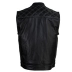 Milwaukee Leather LKM3784 Men's Classic Black Leather Motorcycle Rider Vest Stars and Stripes Design w/ USA Flag Liner