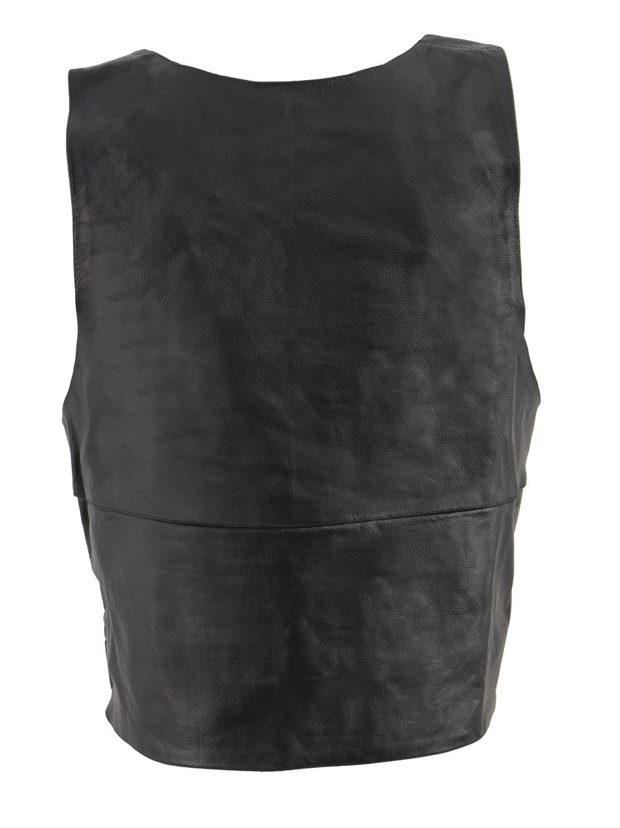 Milwaukee Leather SH1367 Men's Black Leather Swat Style Rider Vest w/ Plain Back Panel for Club Patches