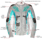 Milwaukee Leather LKL27003 Women's Premium Black and Red Leather Embroidered Jacket with CE Armor Protection