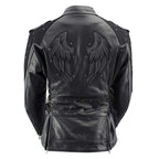 Milwaukee Leather LKL27005 Women's Scuba Style Black Leather Motorcycle Biker Jacket w/ Reflective Wings and Studs
