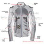 Milwaukee Leather LKL27005 Women's Scuba Style Black Leather Motorcycle Biker Jacket w/ Reflective Wings and Studs