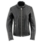 Milwaukee Leather LKL27007 Women's Premium Black Motorcycle Riders Leather Jacket w/ Zip-Out Liner