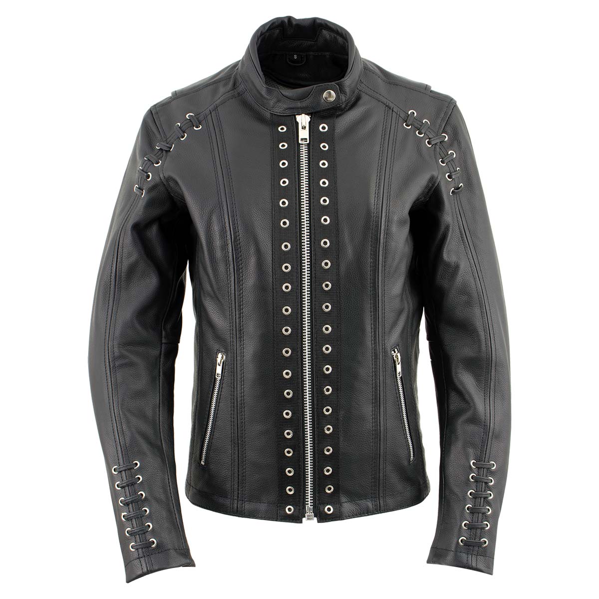 Milwaukee Leather LKL27007 Women's Premium Black Motorcycle Riders Leather Jacket w/ Zip-Out Liner