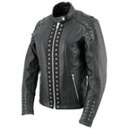 Milwaukee Leather LKL27007 Women's Premium Black Motorcycle Riders Leather Jacket w/ Zip-Out Liner