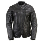Milwaukee Leather LKL27008 Women's Premium Black Leather Motorcycle Rider Jacket with CE Armor Protection