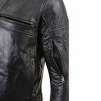 Milwaukee Leather LKM17015 Men's Premium Black Leather Vented Racer Style Motorcycle Bker Jacket w/ CE Armor