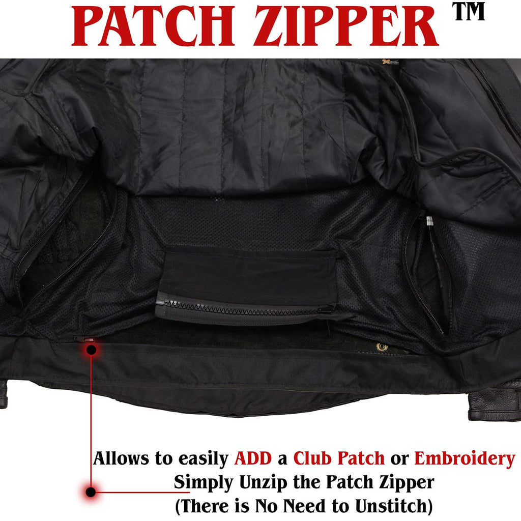 Milwaukee Leather LKM17015 Men's Premium Black Leather Vented Racer Style Motorcycle Bker Jacket w/ CE Armor