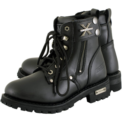 Xelement 2505 Women's Righteous Black Leather Zippered Motorcycle Boots