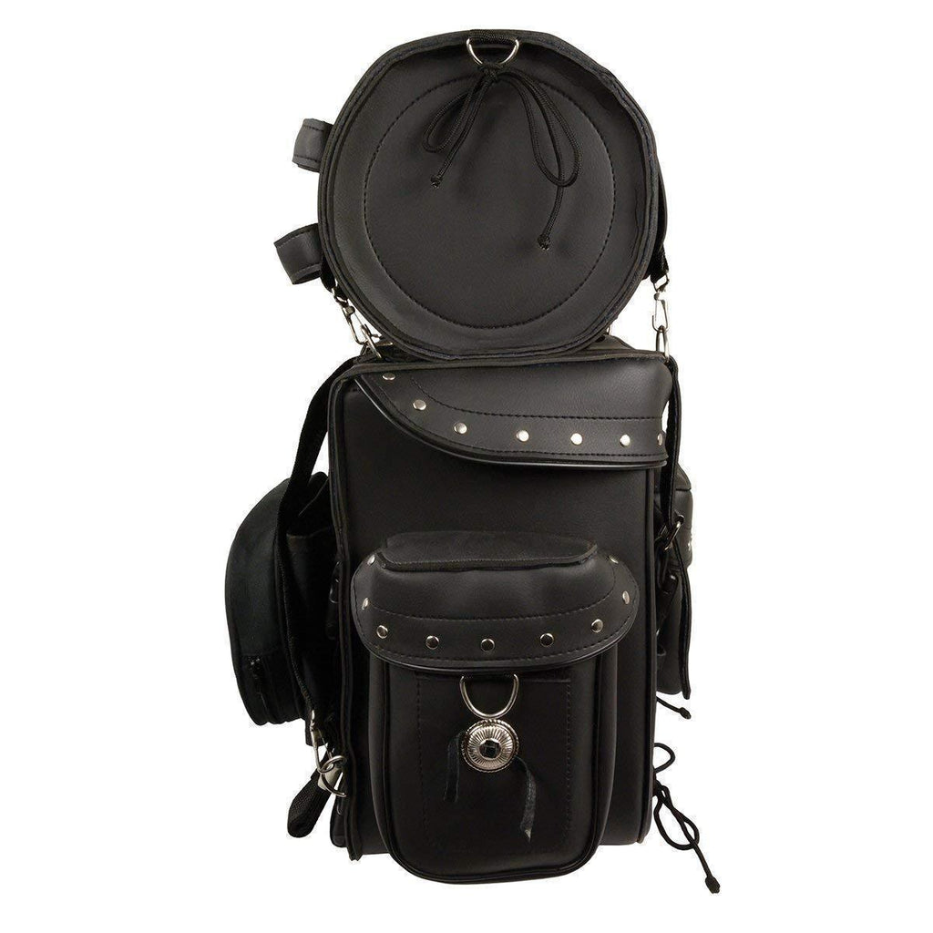 Milwaukee Leather SH538 Black Large PVC Deluxe Water Resistant Motorcycle Touring Sissy Bar Bag Pack