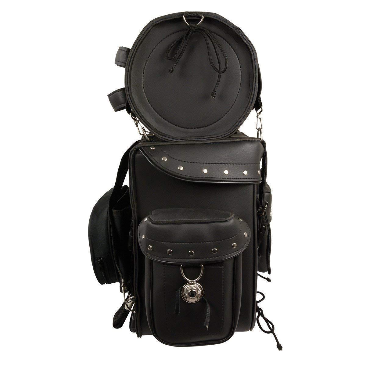 Milwaukee Leather SH538 Black Large PVC Deluxe Water Resistant Motorcycle Touring Sissy Bar Bag Pack