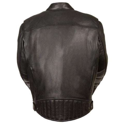 Milwaukee Leather MLM1560  Men's Long Body Vented Black Leather Jacket with Gun Pockets - Milwaukee Leather Mens Leather Jackets