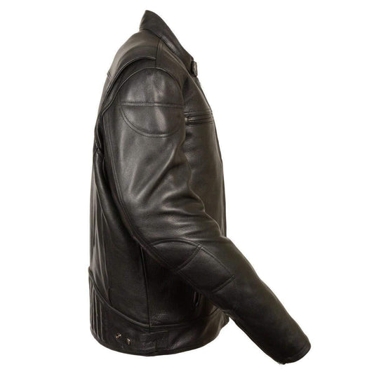 Milwaukee Leather MLM1560  Men's Long Body Vented Black Leather Jacket with Gun Pockets - Milwaukee Leather Mens Leather Jackets