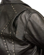 Milwaukee Leather ML1948 Women's Classic Riveted Black Leather Jacket with Gun Pocket - Milwaukee Leather Womens Leather Jackets