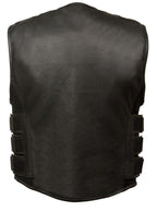 Milwaukee Leather MLM3500 Mens SWAT Style Black Leather Vest with Dual Gun Pockets - Milwaukee Leather Mens Leather Vests