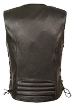Milwaukee Leather MLL4500 Womens Side Lace Black Leather Vest with Reflective Piping - N/A