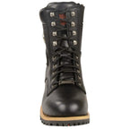 Milwaukee Leather MBM9095 Mens Black Lace-Up Classic Logger Boots with Side Zipper - Milwaukee Leather Mens Boots