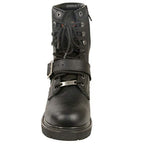 Milwaukee Leather MBM101 Mens Black Lace-Up Engineer Boots with Side Zipper Entry - Milwaukee Leather Mens Boots