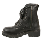 Milwaukee Leather MBM101 Mens Black Lace-Up Engineer Boots with Side Zipper Entry - Milwaukee Leather Mens Boots