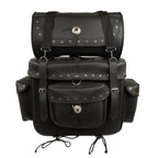Milwaukee Leather SH538 Black Large PVC Deluxe Water Resistant Motorcycle Touring Sissy Bar Bag Pack