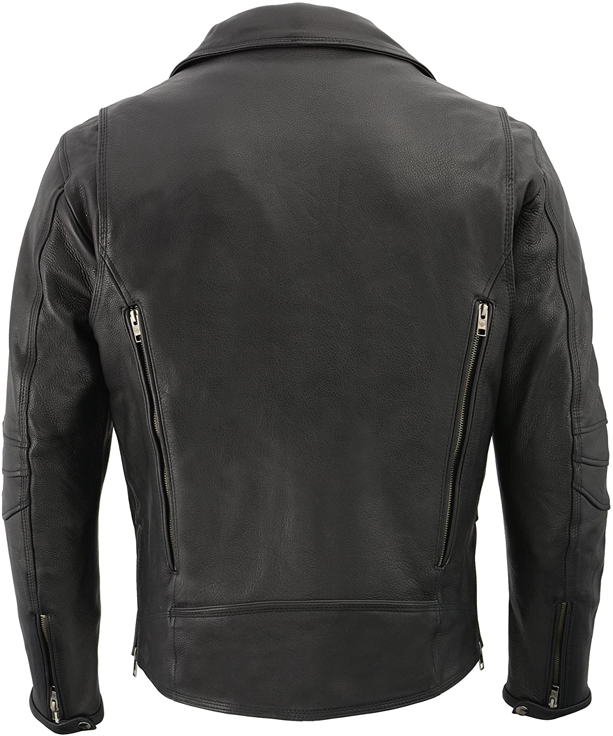 Milwaukee Leather MLM1515 Men's 'Triple Stitch' Beltless Black Leather Moto Jacket