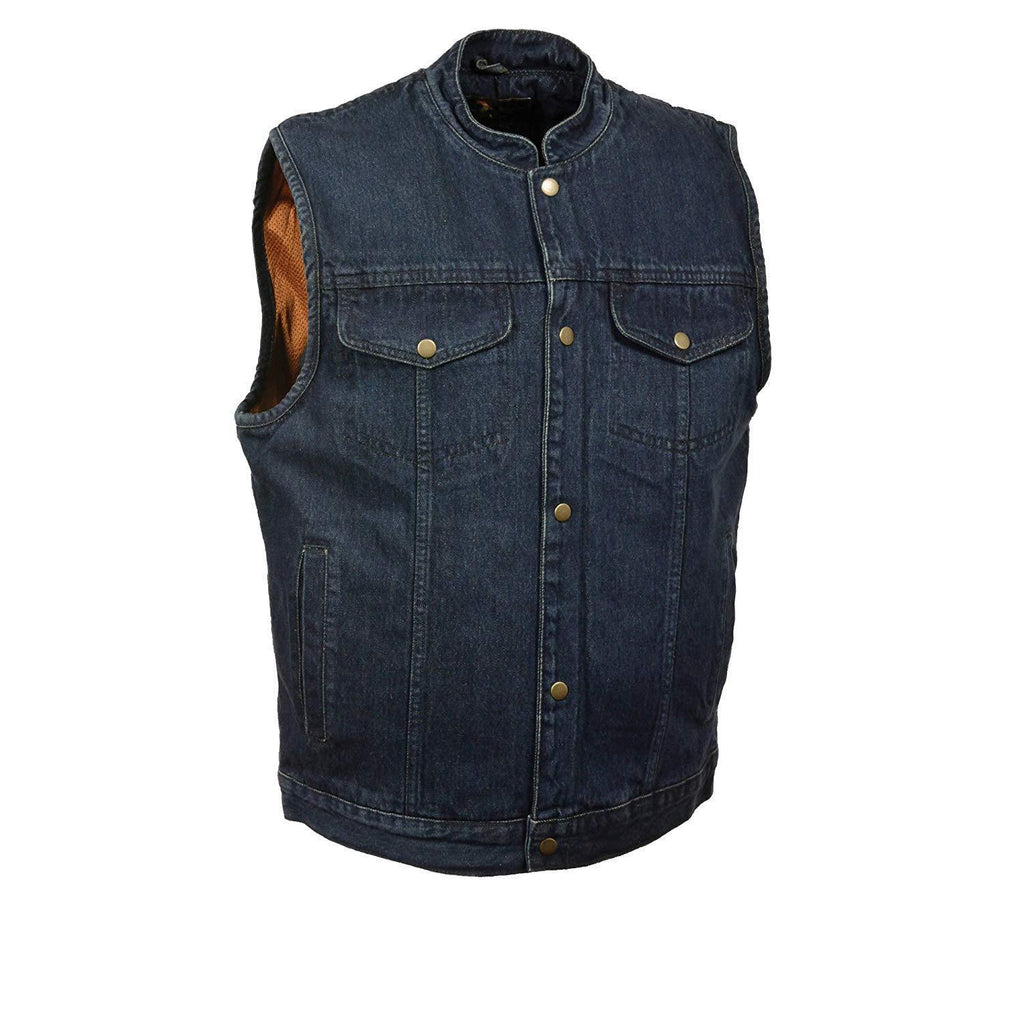 Milwaukee Leather DM2238 Men's Classic Blue Denim Club Style Vest with