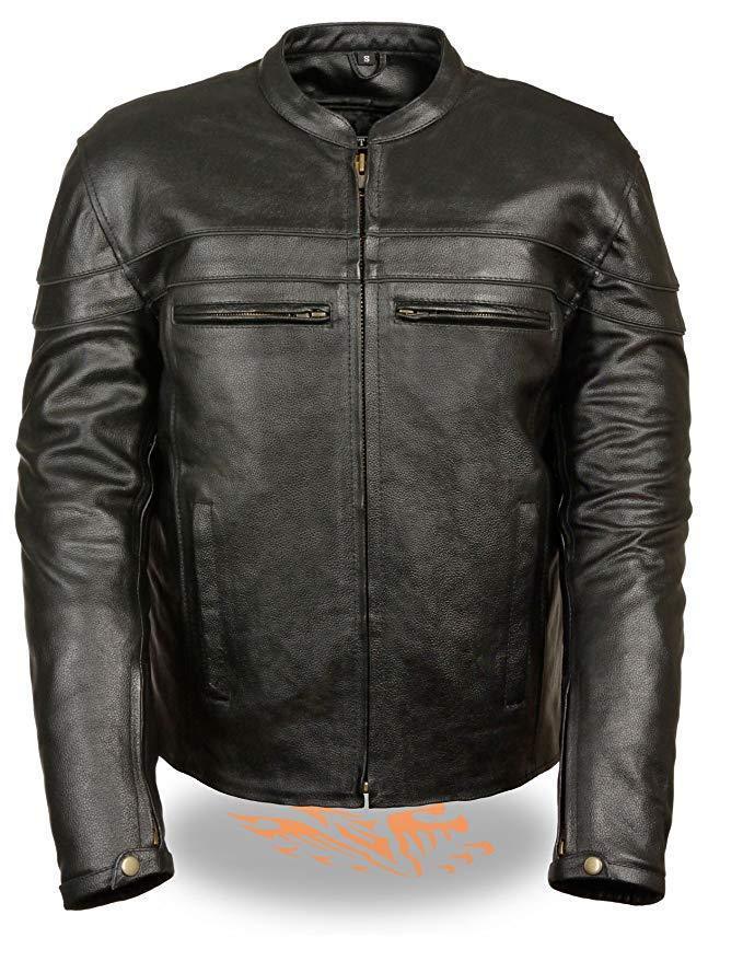 Milwaukee Leather LKM1725 Men's Black Sporty Crossover Scooter Leather Jacket - Milwaukee Leather Mens Leather Jackets