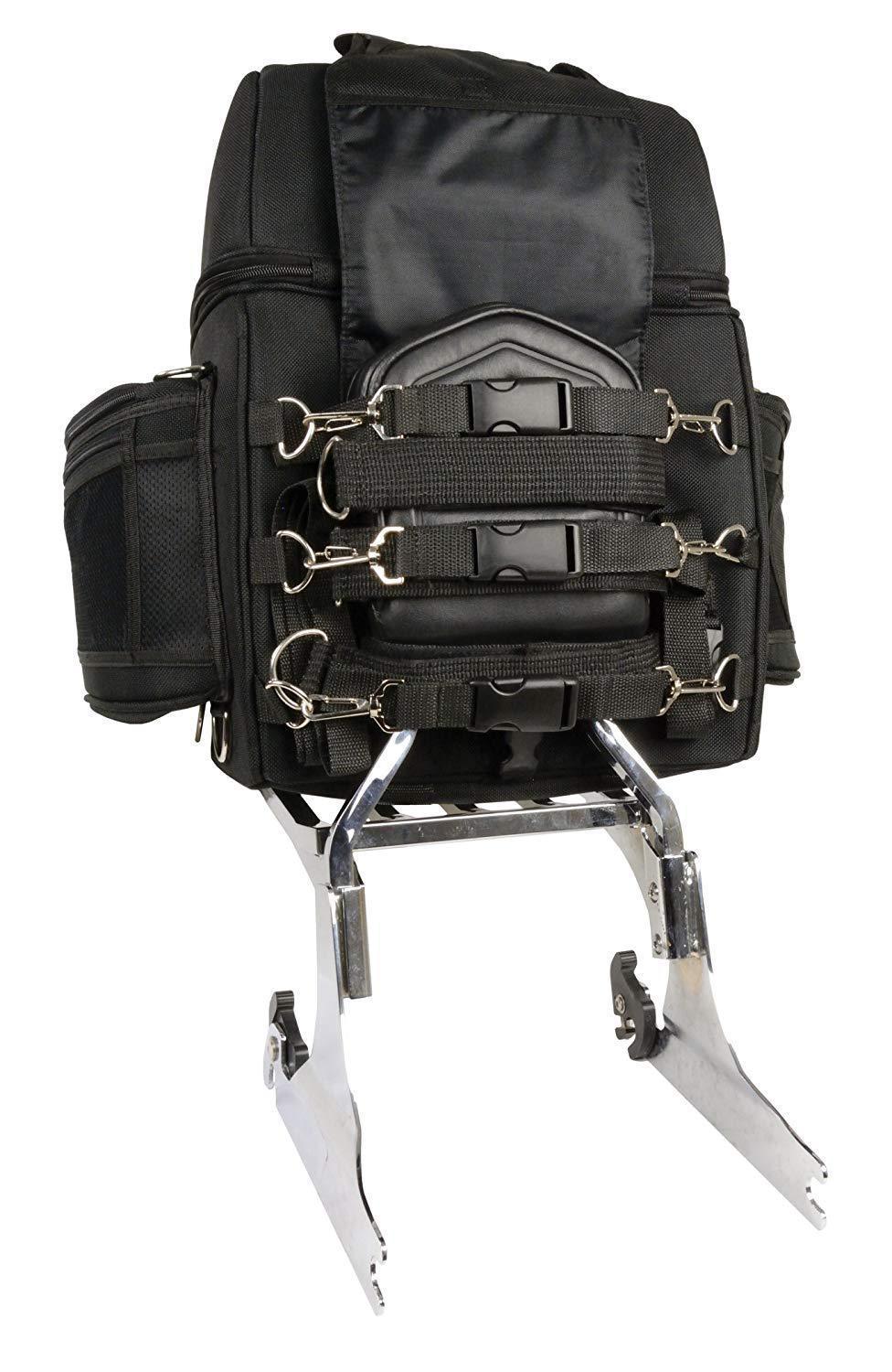 Milwaukee Leather SH682-Black Medium Motorcycle Textile Sissy Bar Travel Bag