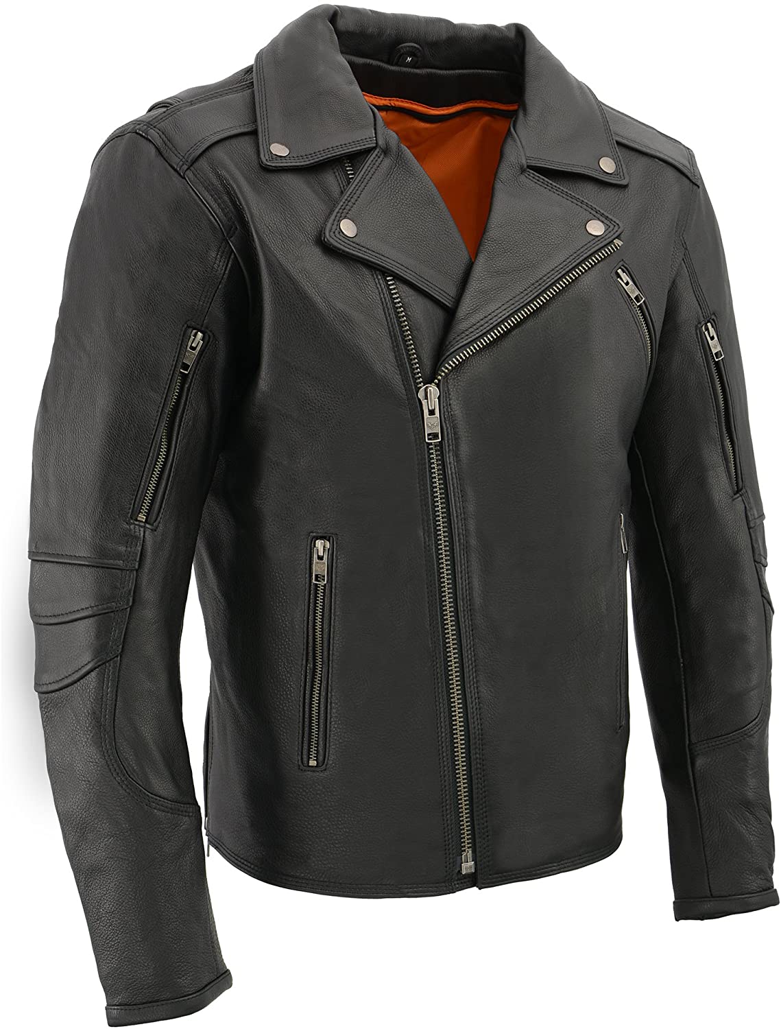 Milwaukee Leather MLM1515 Men's 'Triple Stitch' Beltless Black Leather Moto Jacket