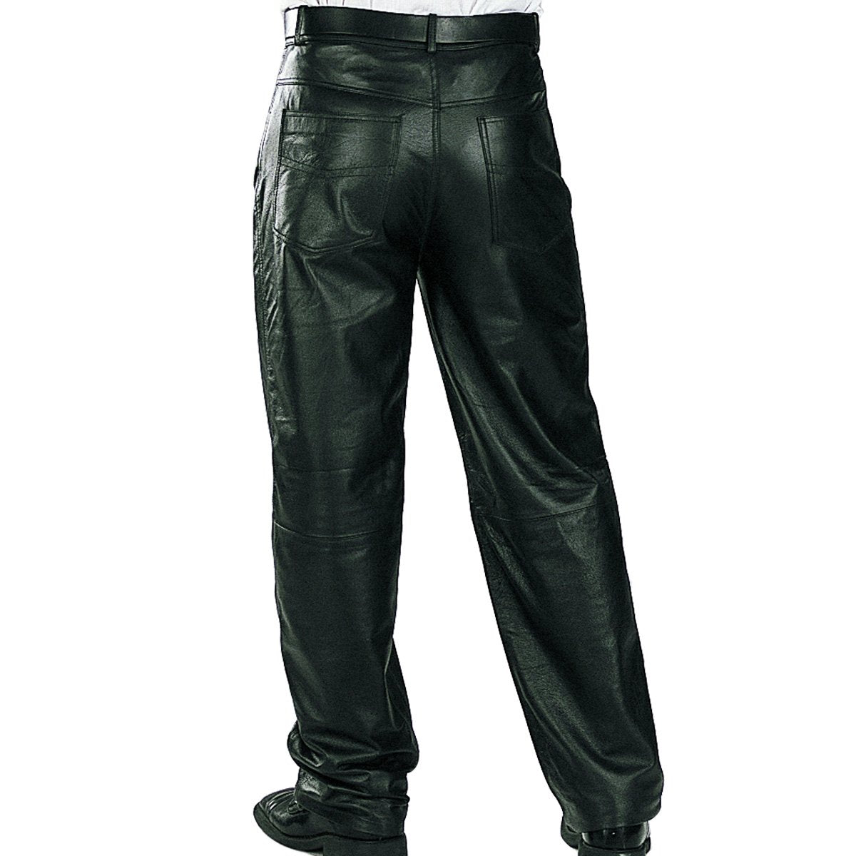 Mens Motorcycle Black Leather Pants Jeans Style Motorcycle Riding Pants for  Biker with 5 Pockets 