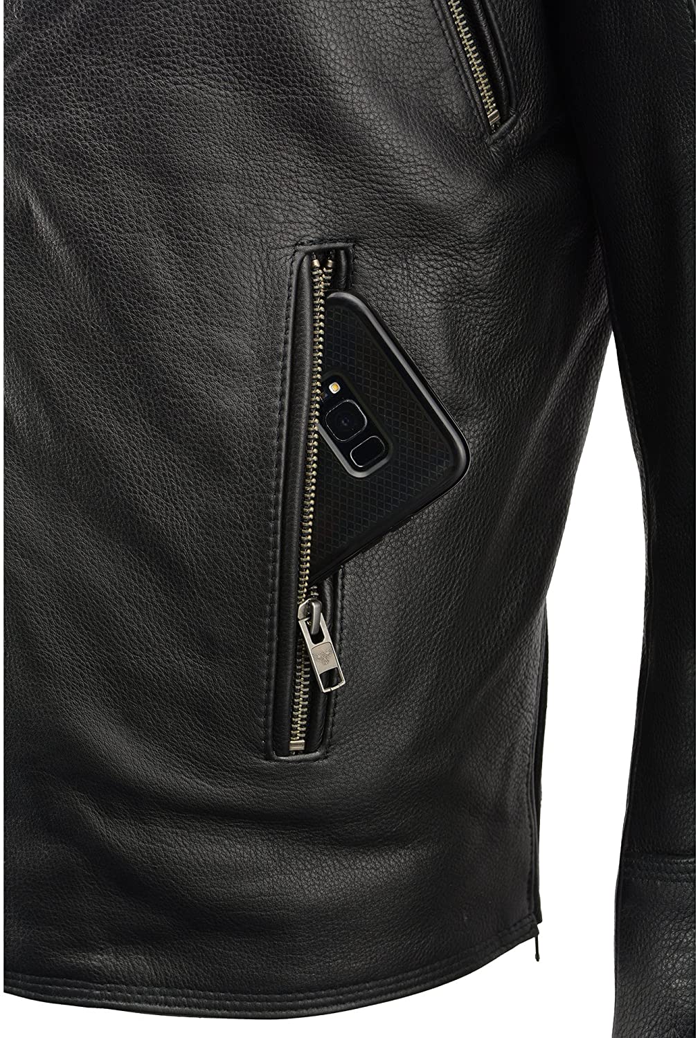 Milwaukee Leather MLM1515 Men's 'Triple Stitch' Beltless Black Leather Moto Jacket